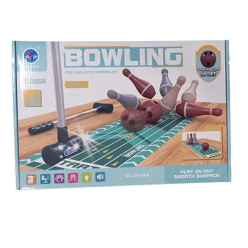 Боулинг MR 1425 игровое поле,кегли 6шт.,шар (мет.+пласт.),муз.,свет,бат.(табл.),кор.,40-27,5-8, (6903317734573) - фото 1