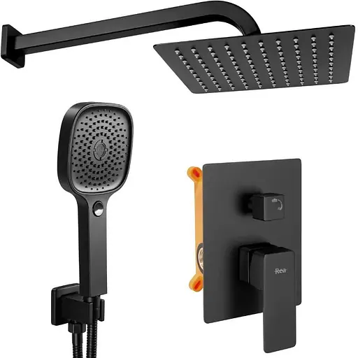 Душова система прихованого монтажу Rea Orix + Box black matt REA-P8465, Чорний матовий - фото 1