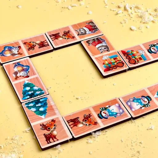 Дерев'яна гра "Новорічний доміно", 28 елементів, ПСД242 Ubee, в коробці (4823720032030) - фото 2