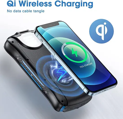 Сонячний зарядний пристрій S18 Ver Wireless Charging 30000mAh (3 входи + 3 виходи) + ліхтар - фото 6