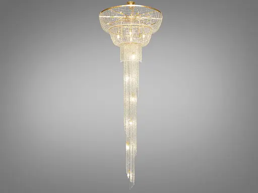 Сучасна кришталева люстра "Кришталевий каскад" на 22 лампи, колір золото - фото 4
