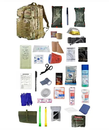 Укомплектованный медицинский тактический рюкзак №1 хаки - фото 1