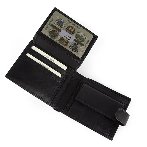 Портмоне чоловіче шкіряне Virginia Conti СВ 819 чорне з кнопкою - фото 4