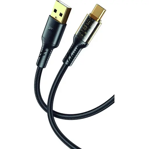 Кабель XO NB229 transparent design waven 2.4A Type-c usb cable Черный