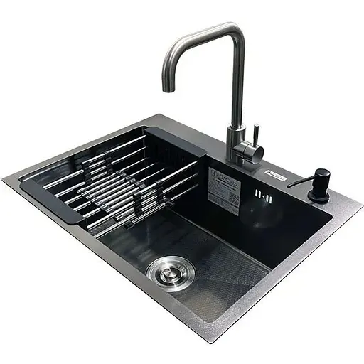 Комплект мийка + змішувач + дозатор Romzha Arta Carbon U-550 Space Gray (B) - фото 1