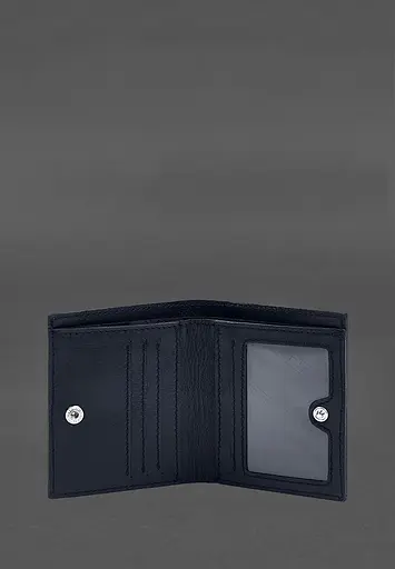 Кожаный портмоне на кнопке Brut синий краст - фото 4