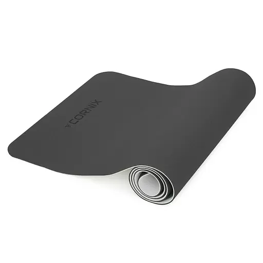 Коврик спортивный Cornix TPE 183 x 61 x 0.6 см для йоги и фитнеса XR-0349 Black/Grey - фото 1