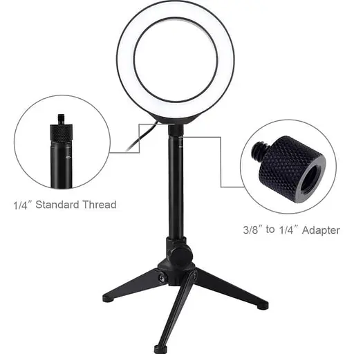 Кільцева USB LED лампа Puluz PKT3084B 4.7" + настільний штатив - фото 2