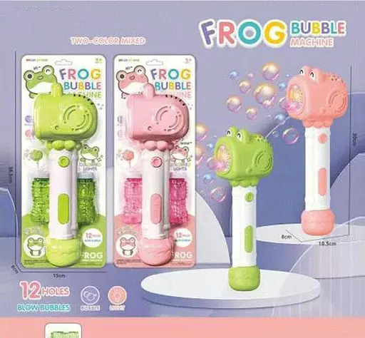 Установка з мильними бульбашками 313-1, підсвічування, механічний принцип, 12 отворів, 2 пляшечки з розваром, на блістері (6978544190232) МІКС - фото 2