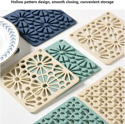 Силіконова підставка під гаряче килимок для чашки банки з декоративним рельєфним візерунком 14 × 14 × 0,5 см, Kitchen Master 87629 - фото 6