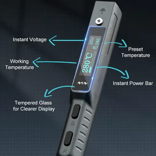 Паяльник MINIWARE TS101 65 Вт Mini USB Серый - фото 2