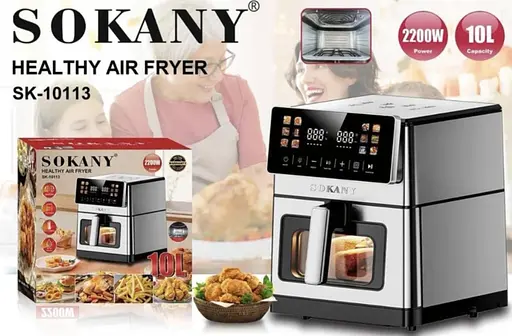 Аерофритюрниця Sokany SK-10113 з великою чашею 10 л корпус із нержавіючої сталі  2200 Вт - фото 4