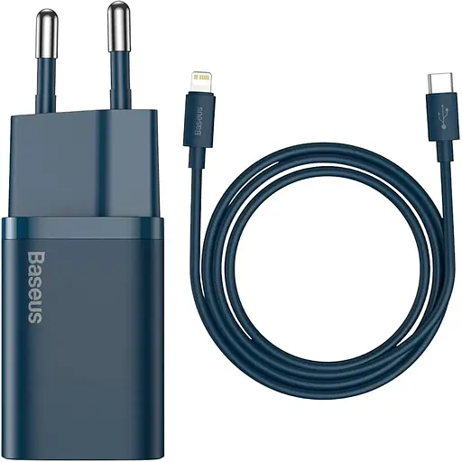 Мережевий зарядний пристрій Baseus Super Si 20W + Cable USB-C to Lightning Blue (TZCCSUP-B03) [60982] - фото 1