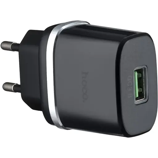 Сетевое зарядное устройство Hoco C12Q Smart QC3.0 charger (EU) Черный - фото 1