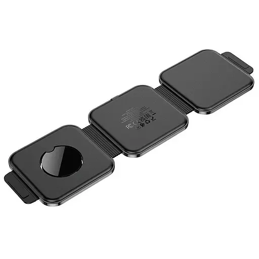 Бездротова зарядка Qi 3в1 HOCO CQ4 Flash folding QI 15W Max для iPhone + iWatch + Airpods чорний - фото 3