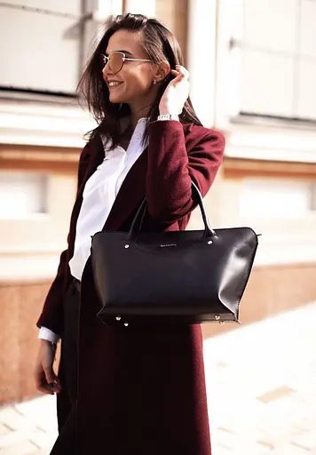 Жіноча шкіряна сумка Midi чорна - фото 10