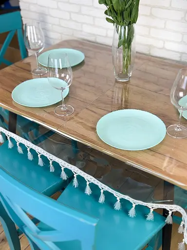 Скатерть силиконовая с белой бахромой 220х130 см - фото 7