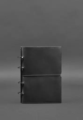 Шкіряний блокнот А5 на кільцях (софт-бук) 9.0 в м'якій чорній обкладинці - фото 2