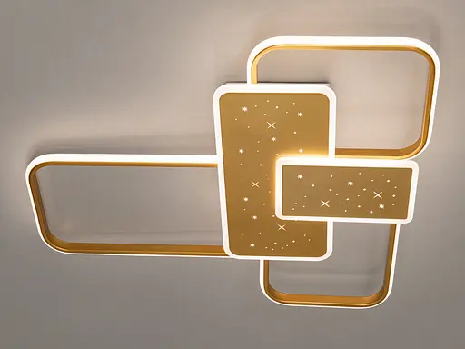 Современная потолочная светодиодная люстра с пультом, 105 Вт, золото. - фото 3