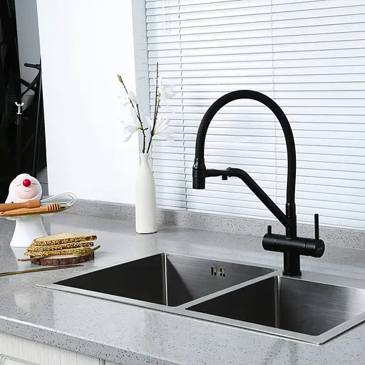 Смеситель для кухни на две воды Gappo G4398-86 черный матовый - фото 2