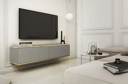 Тумба під телевізор навісна Perfect Home Оро / Oro 2-дверна RTV135 Сірий (PFH-091350)