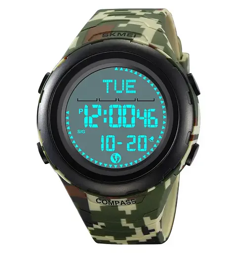 Годинник чоловічий наручний спортивний Skmei 2166 Compass з компасом і крокоміром (Камуфляж з білим) - фото 3