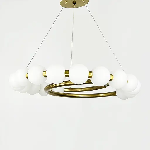 Подвесная латунная люстра с белыми шариками Ø 60 см | Ст. F 603-600 AB | Line F - фото 2