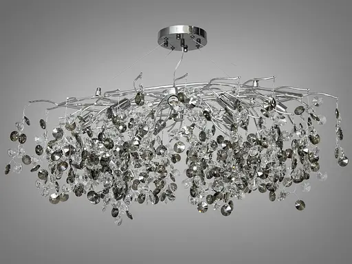 Овальна кришталева підвісна люстра у вітальню, 10 ламп, хром - фото 2