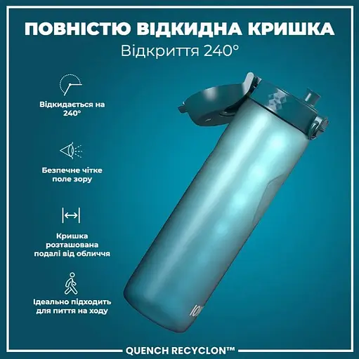 Пляшка для води ION8 1000 мл BPA Free Times To Drink (ЕКО пляшка) Teal &amp; Blue (I8RF1000PTBMOT) - фото 3