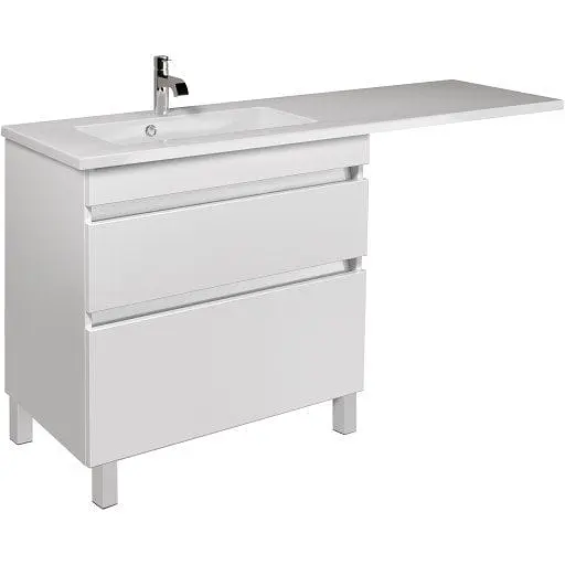 Тумба Мойдодир Moonshine 80 Adam 140 L Білий підлогова з крилом над пральною машиною Білий - фото 1