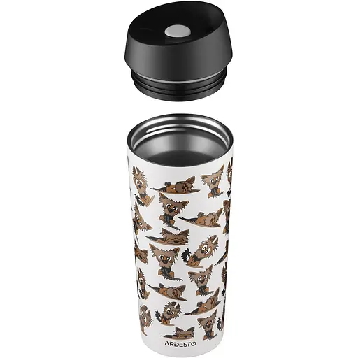 Термокружка Ardesto Coffee Time Yorkie 450 мл нержавеющая сталь бежевый - фото 4