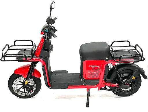 Электроскутер Грузовой с двумя большими багажниками Crosser SUPER MAX 1200W 60V30AH Li-Fe | USB зарядка Красный  - фото 6