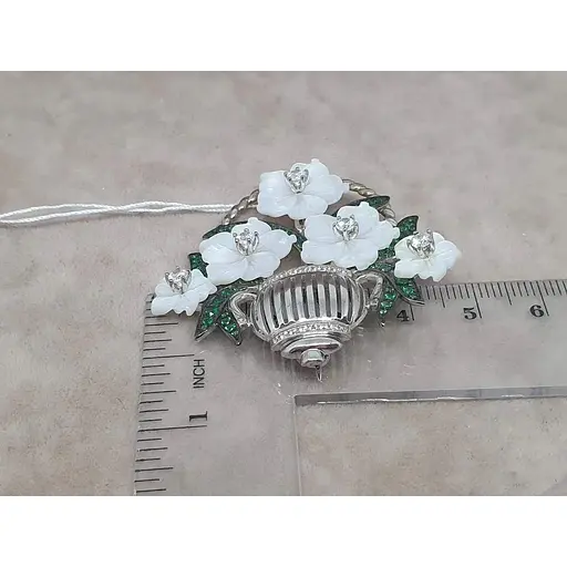 Серебряная брошь Tango с перламутром и фианитами. 660150С Б - фото 4