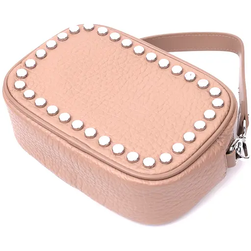 Женская кожаная сумка Vintage декорированная металлическими кнопками 20х14х6.5 см sum0029065 - фото 5