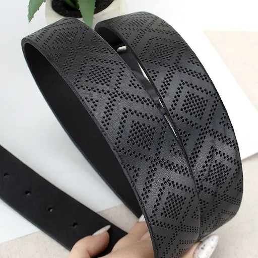 Ремень мужской кожаный JK-3556 (120 см) черный с вышиванкой - фото 5