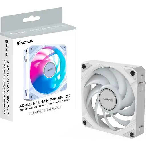 Вентилятор Gigabyte AORUS EZ CHAIN FAN 120 White (GP-ECFAN1201 ICE) - фото 7