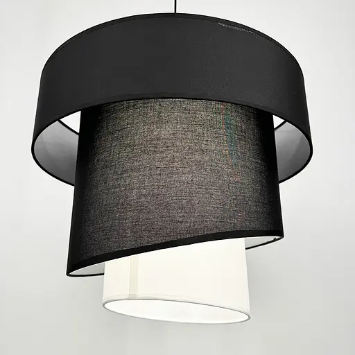 Дизайнерская люстра IONOS 2 с текстильным абажуром Line.F MJ 159-500 BK+BK+WT - фото 5