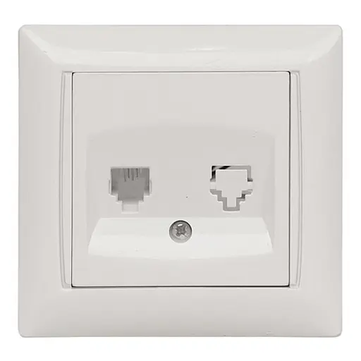 Розетка телеф. встр. закал.кером. Primera белая 3010 (LUXEL) (уп. 10 шт.)** - фото 1