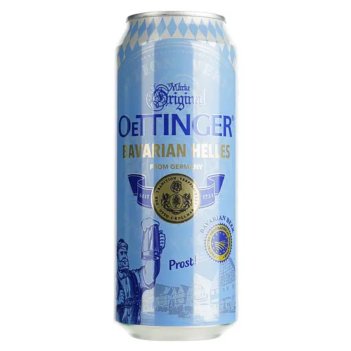 Уценка. Пиво Oettinger Bavarian Helles светлое 4.7% 0.5 л ж/б - фото 1