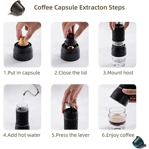 Портативная кофеварка Biolomix Espresso Machine HS-8439 для капсул и молотого кофе черная - фото 5