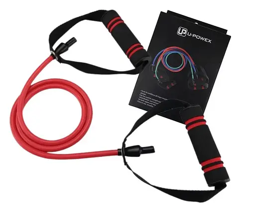 Трубчастий еспандер U-Power Latex resistance tube для фітнесу з ручками 30LB Red 13.5 кг (UP_1001_30LB_Red) - фото 2