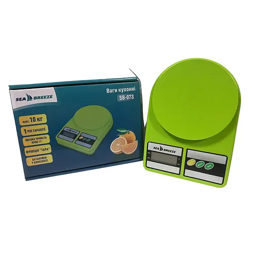 Весы кухонные электронные Sea Breeze SB-073 до 10 кг с тарокомпенсацией зеленый 88101 - фото 2