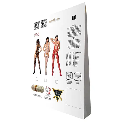 Откровенный бодистокинг с глубоким декольте Passion BS075 red One size - фото 6