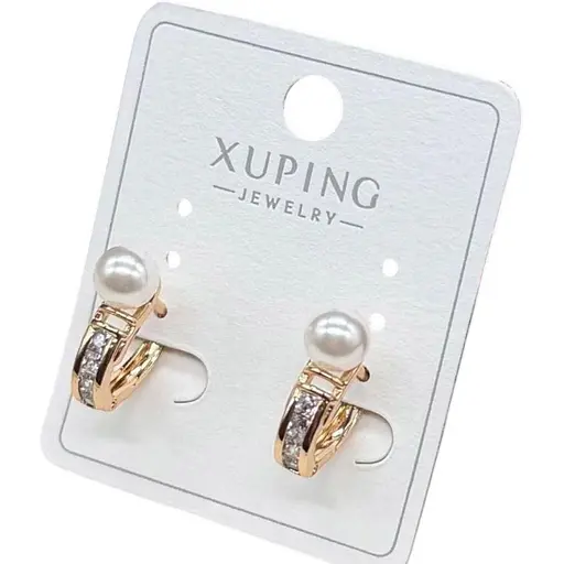 Сережки Xuping з камінчиками та перлинами - фото 1