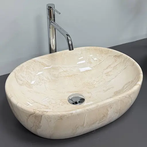 Умивальник VBI Modena S beige stone glossy накладний VBI-012007, Мармур - фото 2