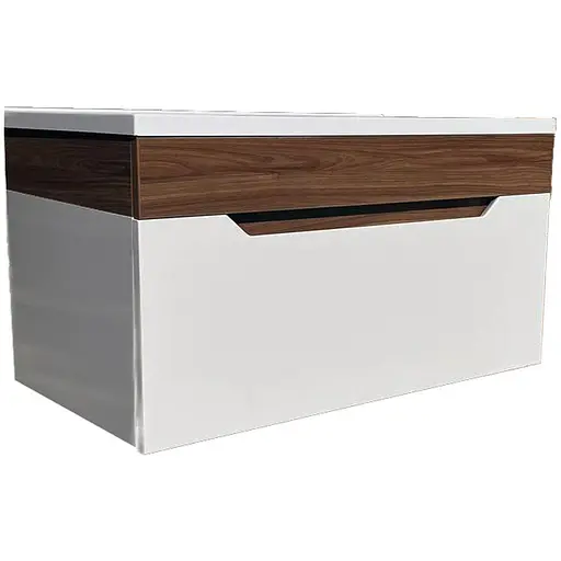 Тумба Мойдодир Colibri 100-А з умивальником Cosmo 100 підвісна французський горіх з білим Венге - фото 1