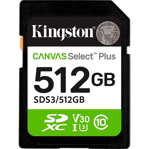 Карта пам'яті 512GB SDXC Canvas Select Plus Gen3 1 50MB/s C10 UHS-I U3 V30 SDS3/512GB - фото 1