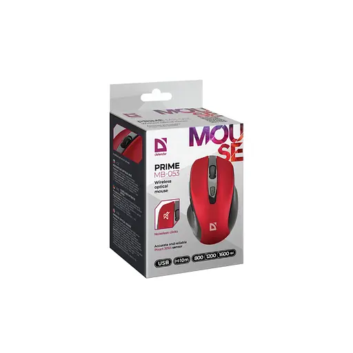 Мишка Defender Prime MB-053 Silent Wireless Red (52052) - фото 5