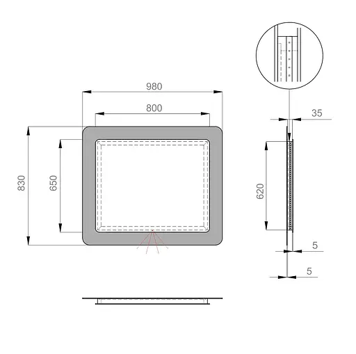 Дзеркало Sanwerk Ультра "Космо" 98x83 белое ZU0000141, Білий - фото 4