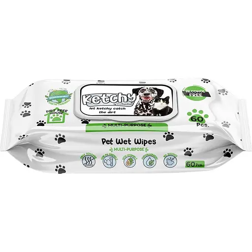 Влажные салфетки Papilion Bio Ketchy по уходу за домашними животными 60 шт.